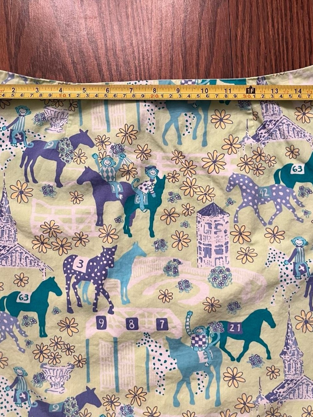 Rare Lilly Pulitzer Low Riders Mini Skirt with Teal, Purple & Blue Horse Print - Picture 3 of 6